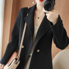 批发薄款毛呢大衣女春秋季新款时尚休闲小个子宽松外搭<b class='q'>西装</b>领呢子外套