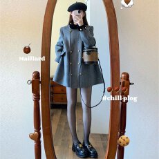 批发小香风千金毛呢大衣穿搭女2025秋冬设计感小个子呢子加厚宽松大衣