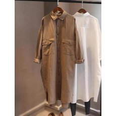 批发外贸文艺休闲长袖衬衫外套女秋季2025新款大码宽松显瘦中长款衬衣