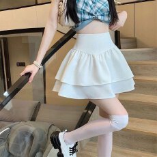 批发白色蛋糕裙<b class='q'>半身</b>裙女春秋小个子百褶短裙高腰a字裙<b class='q'>蓬蓬裙</b>伞裙裤裙