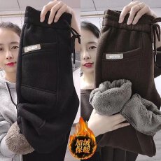 批发加绒加厚羊羔绒卫裤<b class='q'>哈伦裤</b>女冬季新款高腰保暖休闲长裤运动束脚裤