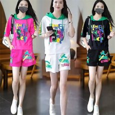 批发2026夏季新款女士<b class='q'>运动服</b>套装休闲时尚两件套短袖短裤小个子<b class='q'>大码</b>