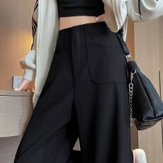 批发黑色窄版<b class='q'>西装</b>阔腿裤垂<b class='q'>感</b><b class='q'>女</b>2026春秋夏季新款高级感显瘦休闲直筒裤