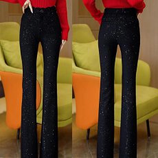 批发时尚潮流满天星<b class='q'>修身</b>显瘦微喇<b class='q'>裤</b>2026春夏季新款百搭花边高腰喇叭<b class='q'>裤</b>