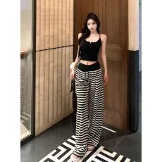 批发美式复古藏青色纹阔腿裤<b class='q'>女</b>春2026新款高腰宽松弛风显瘦阔腿<b class='q'>休闲裤</b>