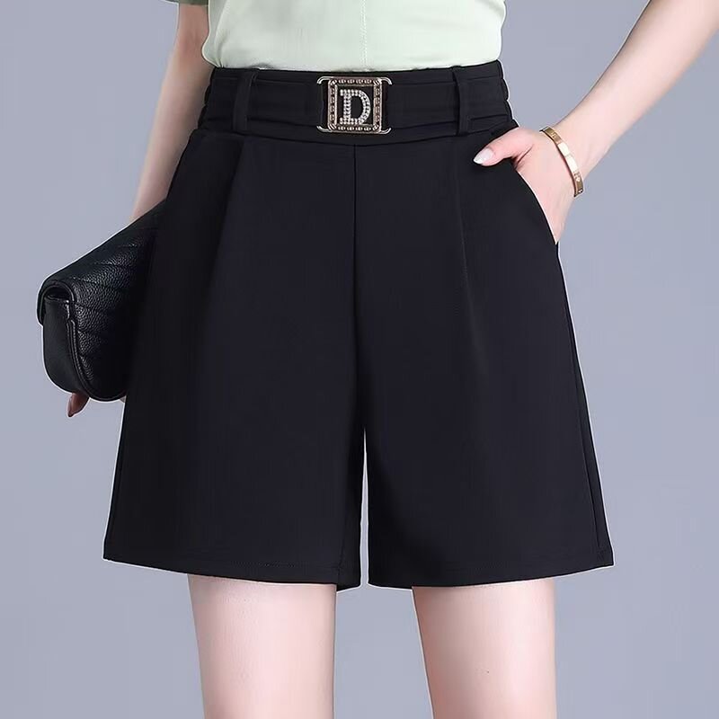 2026 여름 새로운 정장 반바지 여성 하이웨이스트 슬림해 보이는 스트레이트 한 마디 바지 캐주얼 외출용 와이드 레그 팬츠 어린이