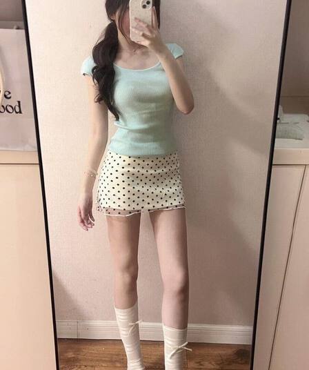 레이스 망사 도트 무늬 반신 스커트 여성 의류 여름 새로운 작은 키 한 마디 반 스커트 하이웨이스트 슬림해 보이는 타이트 스커트 미니 스커트