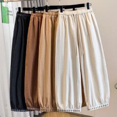 批发棉麻灯笼阔腿裤女夏季八分<b class='q'>休闲裤</b>2026新款刺绣裤子宽松萝卜<b class='q'>哈伦</b>裤