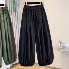 日系工装风灯笼裤女夏季薄款宽松显瘦阔腿裤松紧腰抽绳束脚休闲裤