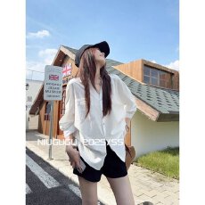 批发高级感<b class='q'>白色</b>老钱风气质长袖衬衣女早秋季新款收腰显瘦小众衬衫上衣