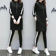 批发2026春秋女装新款<b class='q'>大码</b>胖妹妹运动套装女休闲服连帽遮肚两件套潮