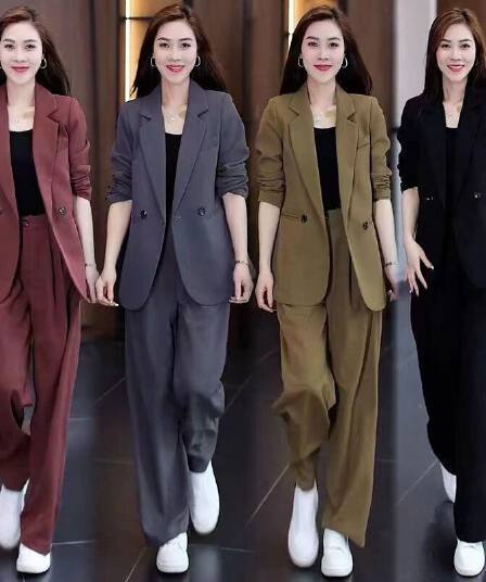 2026 가을 검정색 품격 캐주얼 패션 슬림해 보이는 인터넷 유명인 정장 세트 외국 가스 몸매 가꾸기 한국 스타일 긴팔 정장