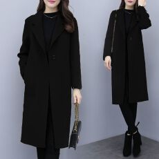 批发毛呢大衣中长款宽松外套韩版新款潮秋冬新款<b class='q'>大码</b>女装呢子外套