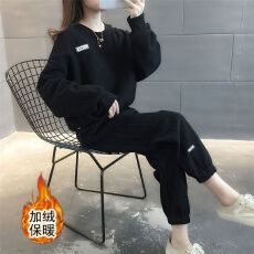 批发加绒加厚爆款休闲套装女秋<b class='q'>冬</b>季2026年新款大码宽松运动卫衣两件套