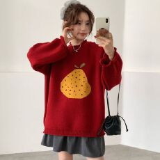 批发孕妇2025新款秋冬加厚外穿提花套头毛衣长袖宽松显瘦休闲<b class='q'>百搭</b>上衣