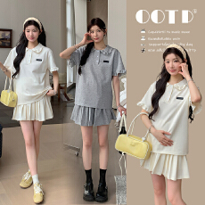 批发现现~实拍夏季新款爆款显瘦POLO领短袖百褶裙两件套<b class='q'>连衣</b><b class='q'>裙裤</b>