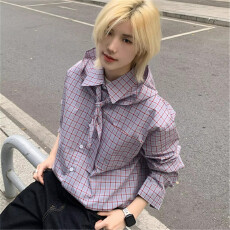 批发Ja1从不熬夜 设计感可拆卸帽复古格子衬衫<b class='q'>春</b>秋中性款式长袖衬衣