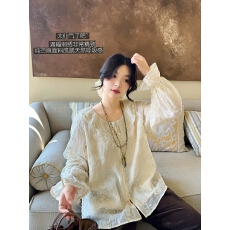 批发纯苎麻精致满幅刺绣森系减龄翻领宽松百搭长袖衬衫上衣 安妮<b class='q'>森林</b>