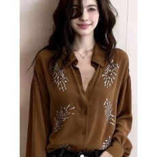 批发轻奢风重工刺绣长袖衬衫女大码上衣设计感百搭<b class='q'>通勤</b>2026年新款好看