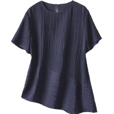 批发雪仿宽松遮肚短款上衣女2026夏新款圆领减龄<b class='q'>T</b><b class='q'>恤</b><b class='q'>衬衫</b>