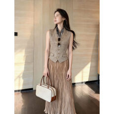 批发轻熟风<b class='q'>西装</b>马甲流苏半身<b class='q'>裙</b>套装女2026春季新款老钱风高级感两件套