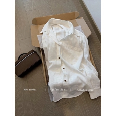 批发<b class='q'>白色</b>慵懒风极简法式衬衫女款2026新款高级感休闲百搭防晒薄款上衣