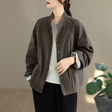 批发实拍2026袖口拼接<b class='q'>夹克</b>条纹外套早秋新款<b class='q'>休闲</b>短外套立领衬衫气质女