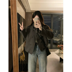 批发实拍有货 新款设计感气质百搭高级感立领百搭腰带毛呢外套