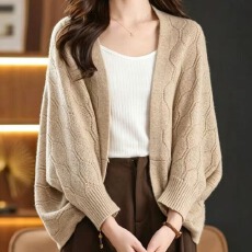 批发<b class='q'>旗袍</b>披肩外搭针织开衫女秋季2026新款蝙蝠袖红色<b class='q'>时尚</b>上衣毛衣外套