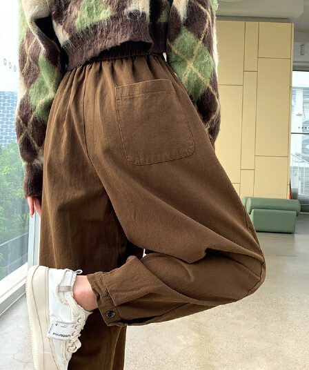 실사 워시 물 면 캐주얼 바지 여성 봄 여름 새로운 루즈핏 문예 바람 캐주얼 조거 할란 아빠 바지 여성
