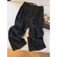 批发深灰色<b class='q'>碎花</b>羊绒阔腿<b class='q'>裤</b><b class='q'>女冬</b>季2025新款设计感加绒显瘦休闲直筒<b class='q'>裤</b>子