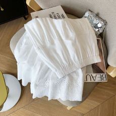 批发学院风百搭白色镂空中长款<b class='q'>半身裙</b>女夏季松紧腰显瘦小清新大摆裙子