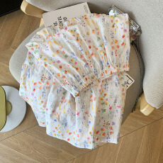 批发2026春夏新款韩版宽松<b class='q'>高腰</b>橡筋设计复古感通勤显瘦百搭碎花<b class='q'>半身裙</b>