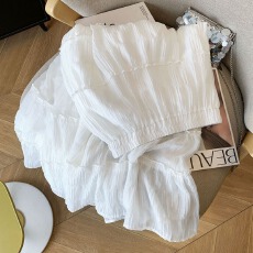 批发2026早春新款法式长款白色绝美大摆伞裙A字网纱蕾丝蛋糕半身裙女