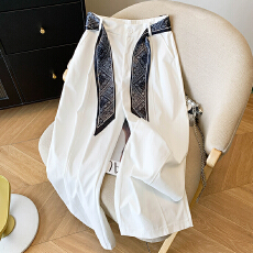 批发白色休闲窄版阔腿裤宽松bf慵懒风松弛感显瘦<b class='q'>九分</b>裤子女夏季薄款