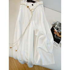 批发白色休闲窄版阔腿裤宽松bf慵懒风松弛感显瘦常规款裤子女<b class='q'>夏</b>季薄款