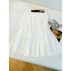 批发甜美多层木耳边蛋糕<b class='q'>半身裙</b>女夏季<b class='q'>新款</b>白色高腰百搭a字小个子中裙