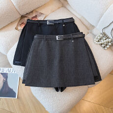 批发实拍灰色<b class='q'>西装</b>半身裙裤<b class='q'>女</b>春夏高腰侧开叉a字包臀休闲短裤裙