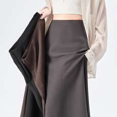 批发实拍灰色<b class='q'>西装</b>半身裙女2026春季新款高腰显瘦垂感a字伞裙大摆长裙
