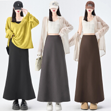 批发实拍灰色<b class='q'>西装</b>半身裙女2026春季新款高腰显瘦垂感a字伞裙大摆长裙