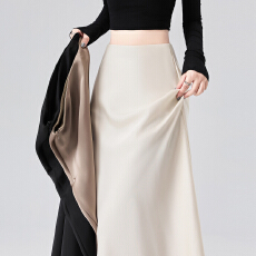 批发实拍蕾丝拼接醋酸鱼尾裙半身裙女2026春夏新款a字裙中长款<b class='q'>半裙</b>女