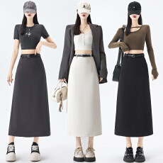 批发实拍有内衬 西装半身裙女高腰A字裙2026春夏新小个子灰色包臀长裙