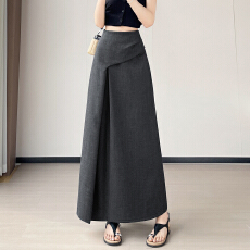 实拍开叉半身裙女春夏2026新款不规则高腰显瘦垂坠感a字休闲长裙