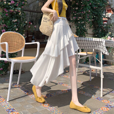 批发实拍不规则荷叶边半身裙女2026春夏新款设计感遮跨显瘦大摆蛋糕裙