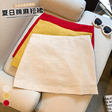 批发实拍半身裙亚麻防走光裤裙侧开叉短裙女夏高腰a字修身显瘦裙子