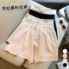 批发实拍天丝亚麻<b class='q'>西装</b>短裤女夏季薄款高腰显瘦a字冰丝<b class='q'>棉麻</b>阔腿五分裤
