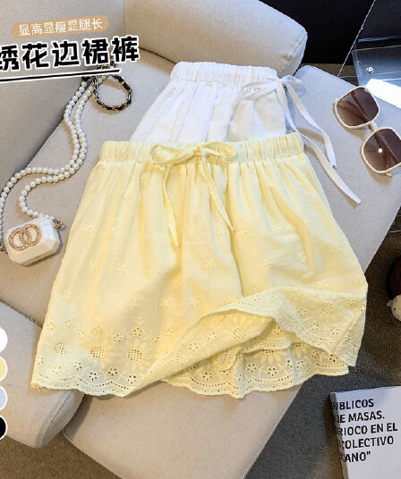 실사 여름 새로운 자수 레이스 치마 달콤함 소녀 바람 반신 미니 스커트 여성 레이스업 캐주얼 다용도 치마