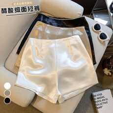 批发实拍光泽丝绸缎面冰丝短裤女夏季新款醋酸<b class='q'>西装</b>a字阔腿三分裤热裤