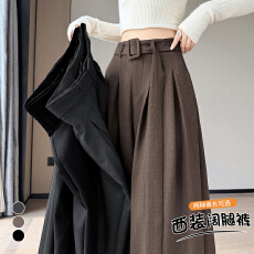 批发实拍高腰垂感<b class='q'>西装</b>阔腿裤<b class='q'>女</b>秋冬新款宽松显瘦百搭休闲裤灰色长裤