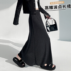批发实拍黑色波点裙半身裙<b class='q'>女</b>2026秋新中长款法式显瘦A字裙大摆伞裙子